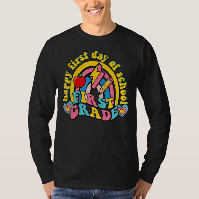 Camiseta Primer Grado Cute Rainbow Retro De Vuelta A La Esc (Anverso)