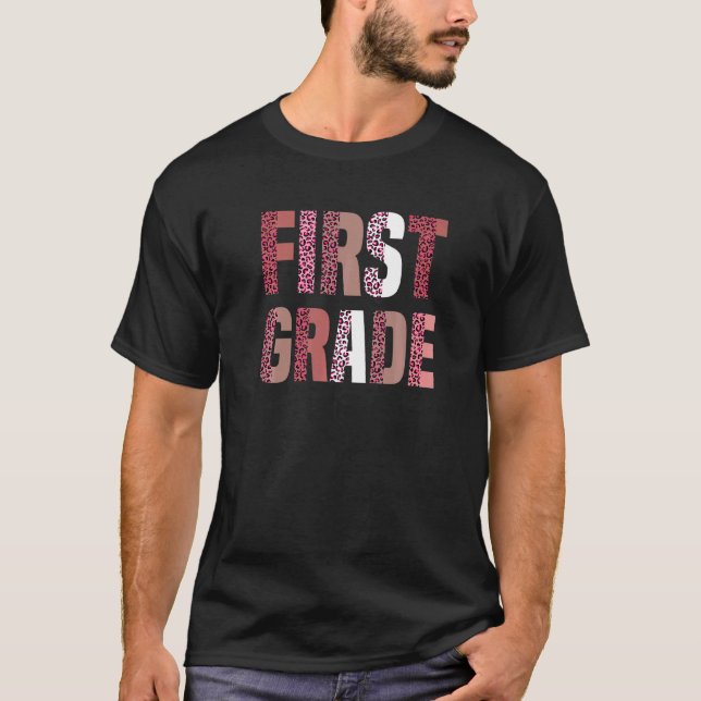 Camiseta Primer grado de Leopard Back School Primer grado d (Anverso)