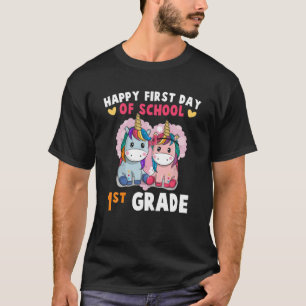 Camiseta Primer Grado Feliz Primer Día De La Escuela Gracio