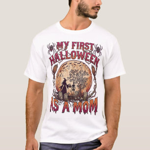 Camiseta Primer Halloween como bruja de la luna esquelética