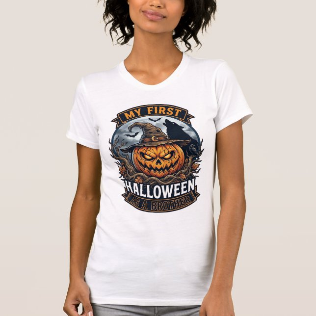 Camiseta Primer Halloween como hermano Pumpkin Wolf Moon_1 (Anverso)