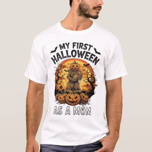 Camiseta Primer Halloween como mamá calabaza espantapájaros