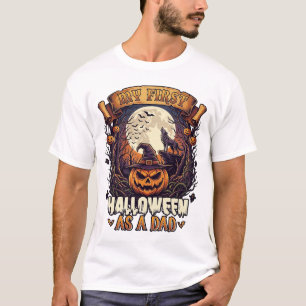 Camiseta Primer Halloween como Papá Calabaza Lobo Luna_1