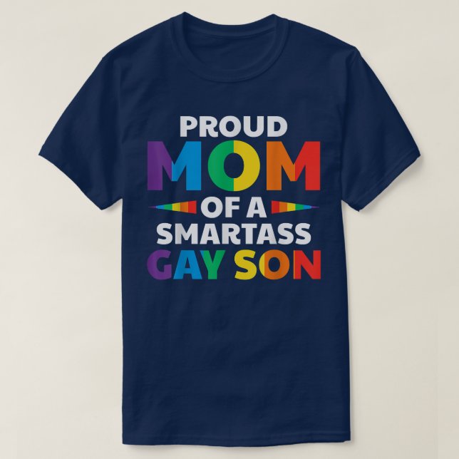 Camiseta Primer LGBTQ Orgullosa Mamá De Un Hijo Gay Intelig (Diseño del anverso)
