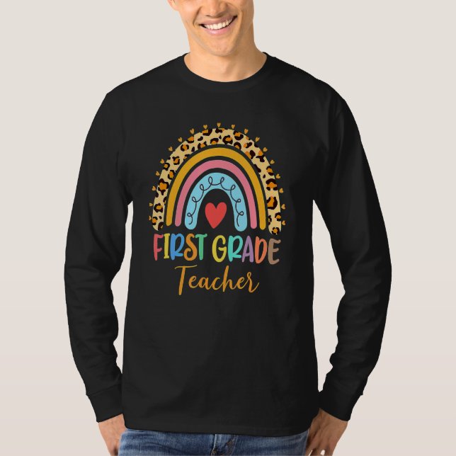 Camiseta Primer maestro de primaria leopardo arcoiris prime (Anverso)