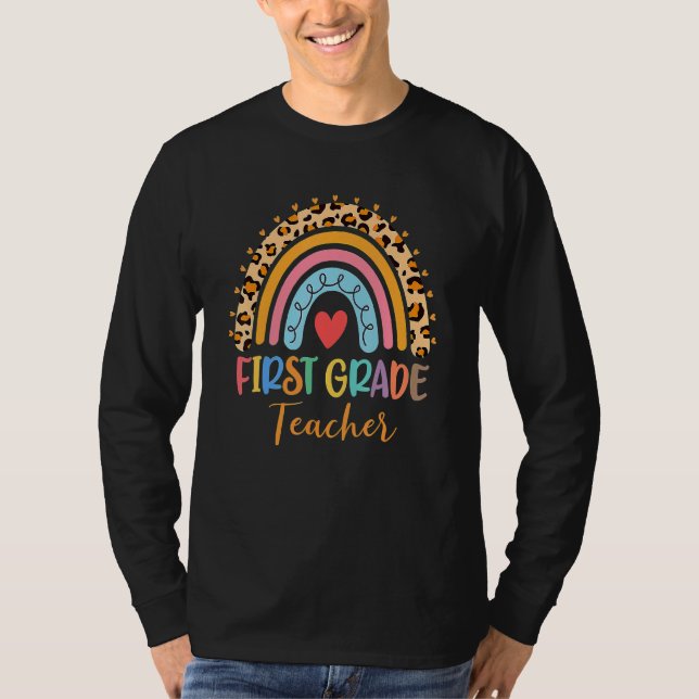 Camiseta Primer maestro de primaria leopardo arcoiris prime (Anverso)