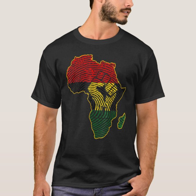 Camiseta Primer mapa de África bandera africana huella dact (Anverso)