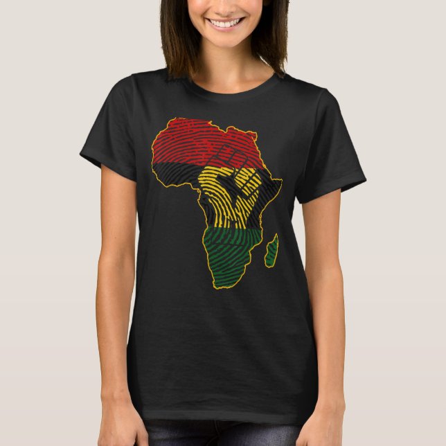 Camiseta Primer mapa de África bandera africana huella dact (Anverso)