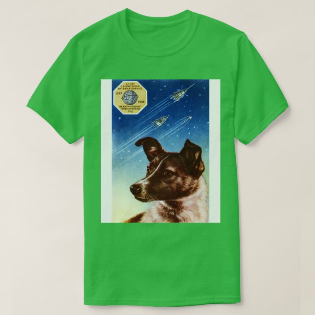 Camiseta Primer perro de Laika en el espacio en 1958 (Diseño del anverso)
