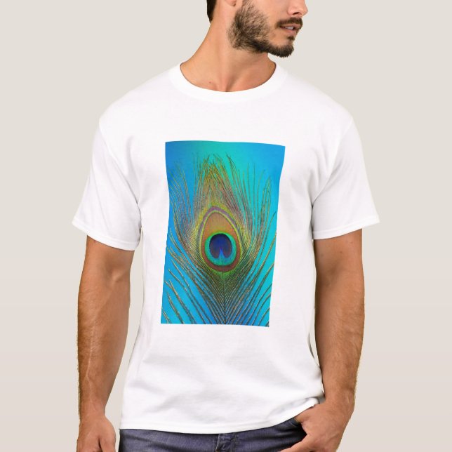 Camiseta Primer plano de pluma de pavo real (Anverso)
