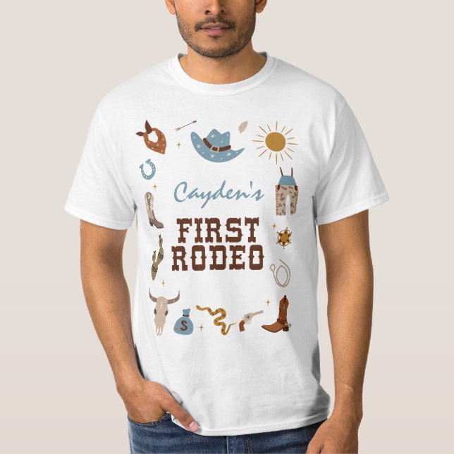Camiseta Primer Rodeo vaquero occidental  primer cumpleaños (Anverso)