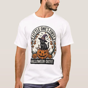 Camiseta Primer Traje de Halloween Vintage Gato Negro Calab