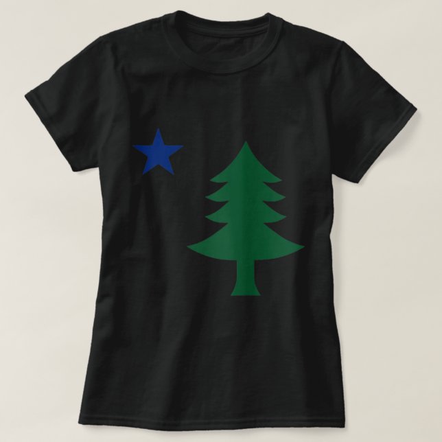 Camiseta Primera Bandera de Maine Pine Tree y Star Ta 1901 (Diseño del anverso)