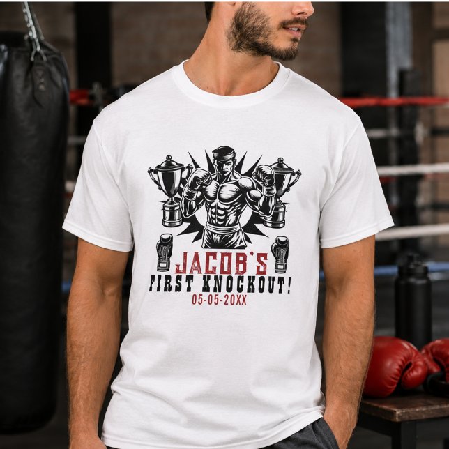 Camiseta Primera fiesta de cumpleaños de boxeo knockout (First Knockout Boxing Birthday Party T-Shirt)