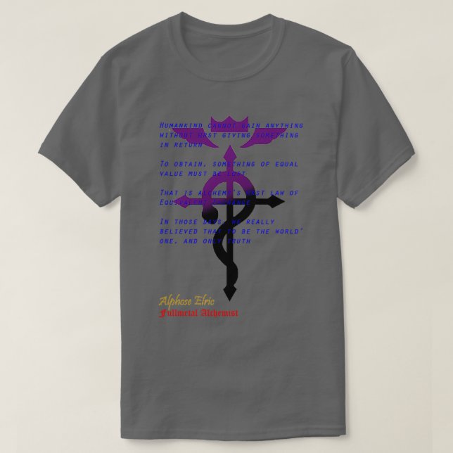 Camiseta Primera Ley De Alquimia (Diseño del anverso)