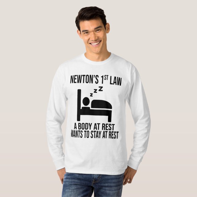 Camiseta Primera ley de Newton - Chiste de Física divertida (Anverso completo)
