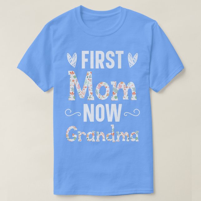 Camiseta Primera mamá, ahora abuela, Invitación del género  (Diseño del anverso)