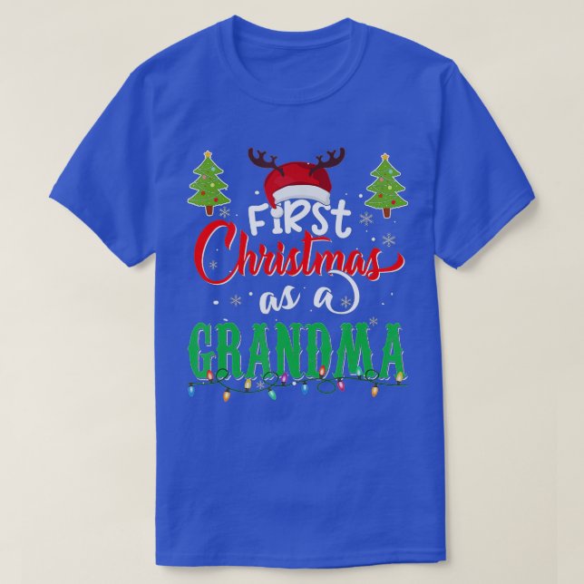 Camiseta Primera Navidad como abuela Santa Hat navidades fe (Diseño del anverso)