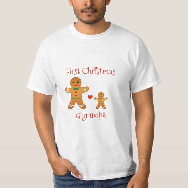 Camiseta Primera Navidad como abuelo - Hombres con pan de j (Anverso)