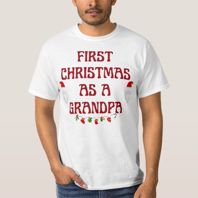 Camiseta primera navidad como abuelo, regalo de nuevo papá, (Anverso)
