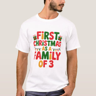 Camiseta Primera Navidad como Familia de 3 Divertidos Coinc