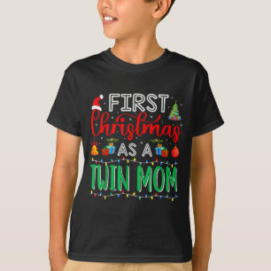 Camiseta Primera Navidad como Mamá de Gemelos Familia Combi