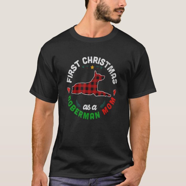 Camiseta Primera Navidad como Mamá Doberman (Anverso)