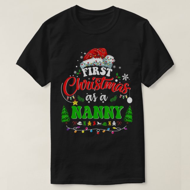 Camiseta Primera Navidad como nana Santa Hat navidades feas (Diseño del anverso)