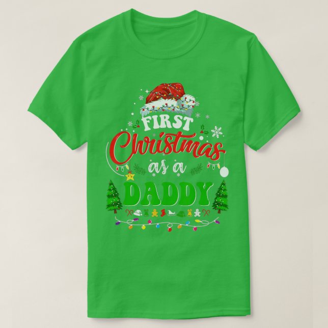 Camiseta Primera Navidad como papi Santa Hat navidades feas (Diseño del anverso)