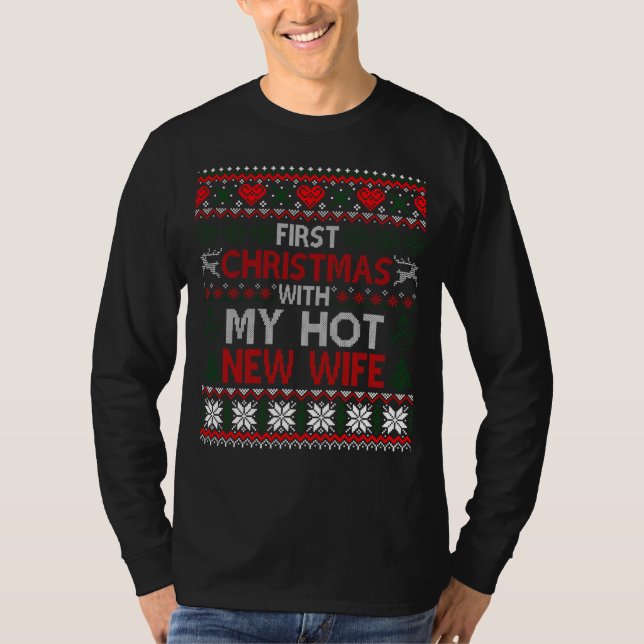 Camiseta Primera Navidad con mi nueva esposa caliente casad (Anverso)