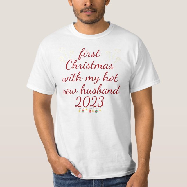 Camiseta primera Navidad con mi nuevo marido caliente en 20 (Anverso)