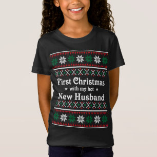 Camiseta Primera Navidad con mi nuevo marido caliente Long