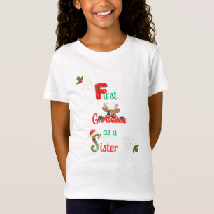 Camiseta Primera Navidad Hermana Festiva Niños