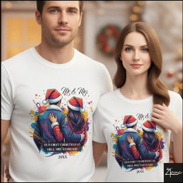 Camiseta Primera Pareja de Navidad Sombrero Santa Salpicadu