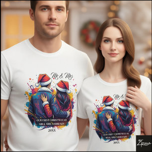 Camiseta Primera Pareja de Navidad Sombrero Santa Salpicadu