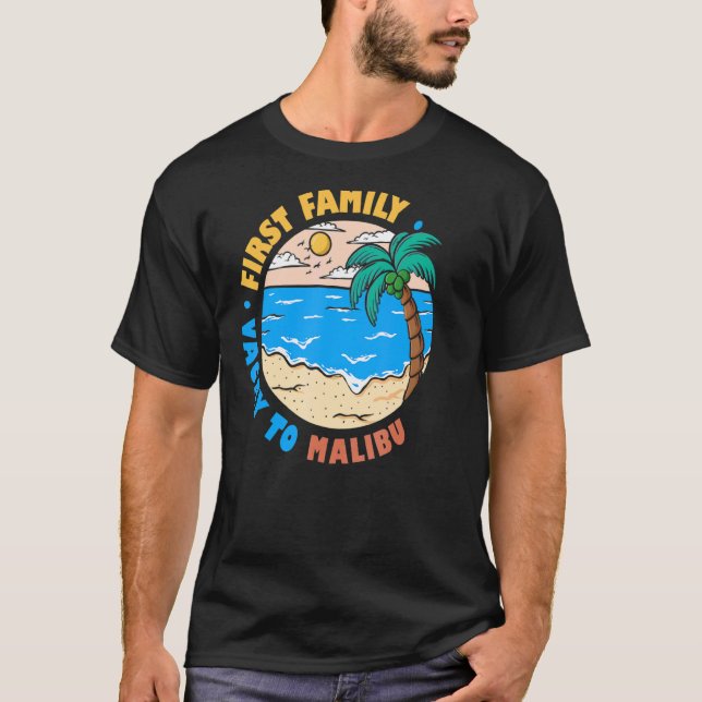 Camiseta Primera Vacación Familiar A Malibu California Vaca (Anverso)