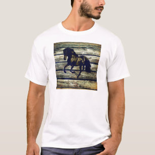 Camiseta Primitive BarnWood Caballo de Stallion negro ecues