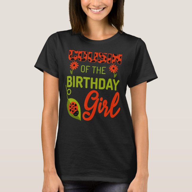 Camiseta Primo De Cumpleaños De Bebé Ladybug Del Chica De C (Anverso)