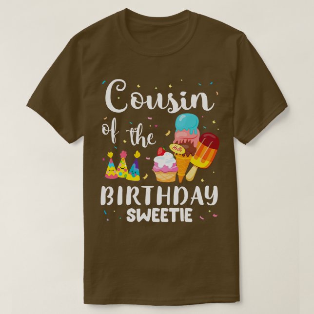 Camiseta Primo De Dulce De Cumpleaños Feliz De Tomar El Ice (Diseño del anverso)