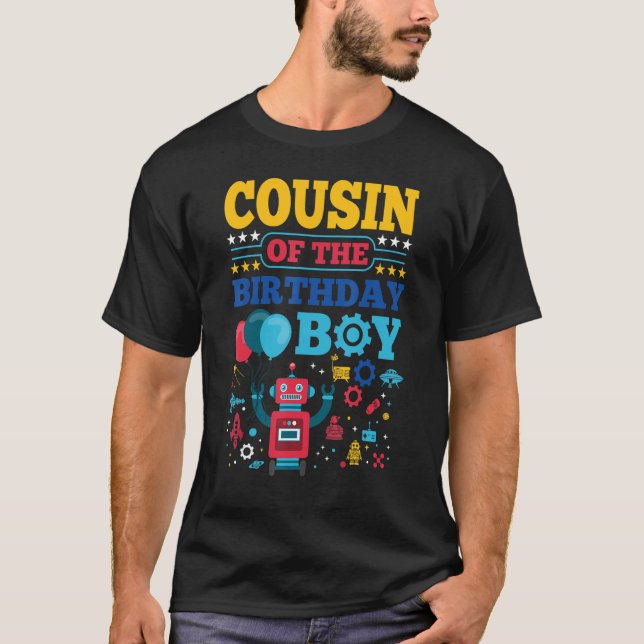 Camiseta Primo de la familia del niño de cumpleaños Robot q (Anverso)
