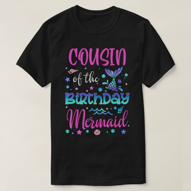 Camiseta Primo De La Familia Sirena De Cumpleaños Que Coinc (Diseño del anverso)
