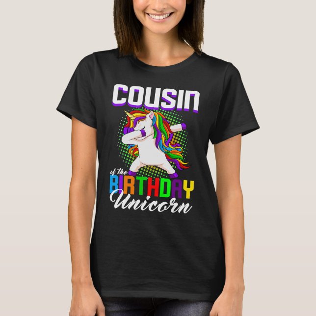 Camiseta Primo de la princesa de cumpleaños Unicorn Dabbing (Anverso)