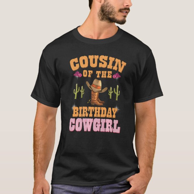 Camiseta Primo De La Vaquera De Cumpleaños Chica Temática O (Anverso)