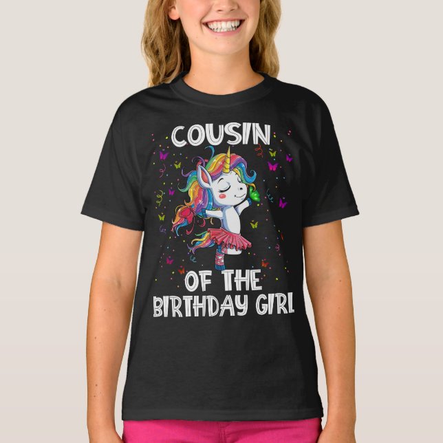 Camiseta Primo De Unicornio Del Chica De Cumpleaños (Anverso)