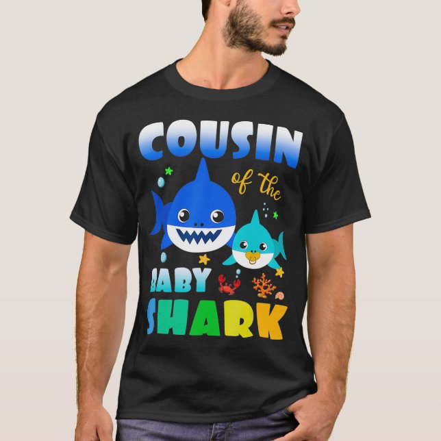 Camiseta Primo Del Bebé Tiburón Primo De Cumpleaños Tiburón (Anverso)