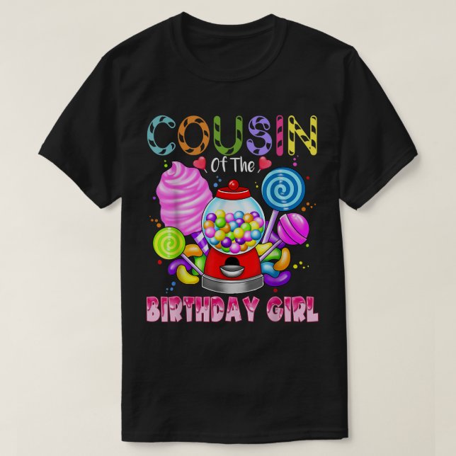 Camiseta Primo Del Chica De Cumpleaños Candyland Candy Birt (Diseño del anverso)