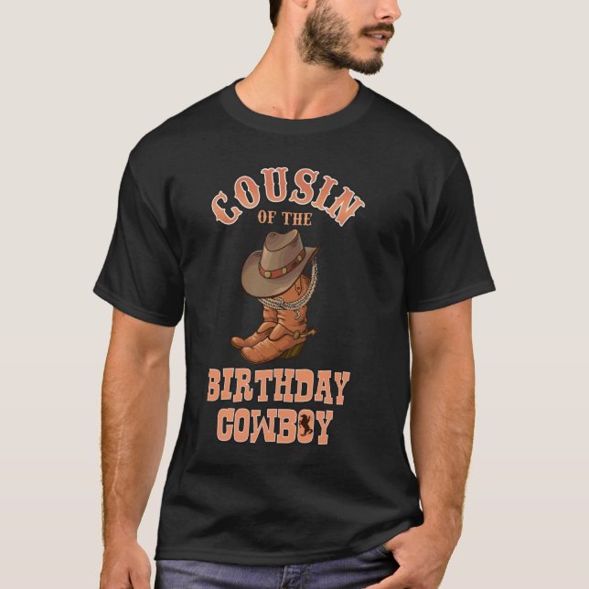 Camiseta Primo del cumpleaños vaquero Cumpleaños con tema w (Anverso)