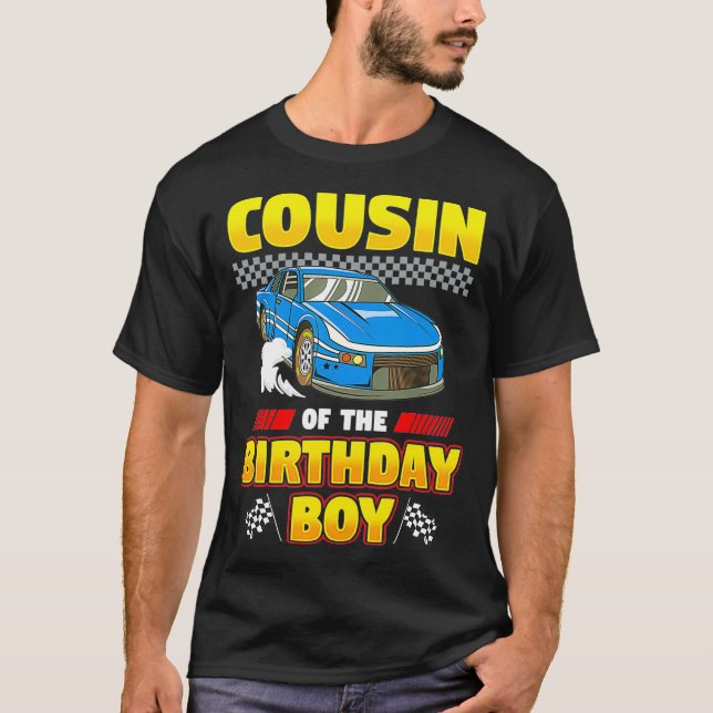 Camiseta Primo del Fiesta de Carreras de autos de cumpleaño (Anverso)