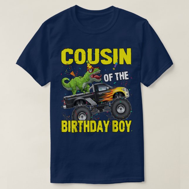 Camiseta Primo del niño cumpleañero Dinosaurios T Rex Monst (Diseño del anverso)