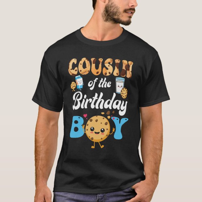 Camiseta Primo Del Niño De Cumpleaños Leche Y Galletas 1er  (Anverso)